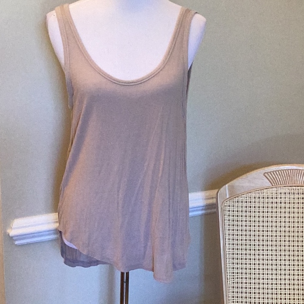 Tresics taupe tank top size large with irregular hemline.